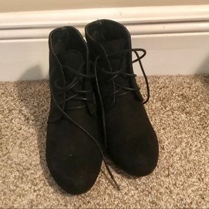Black lace up booties